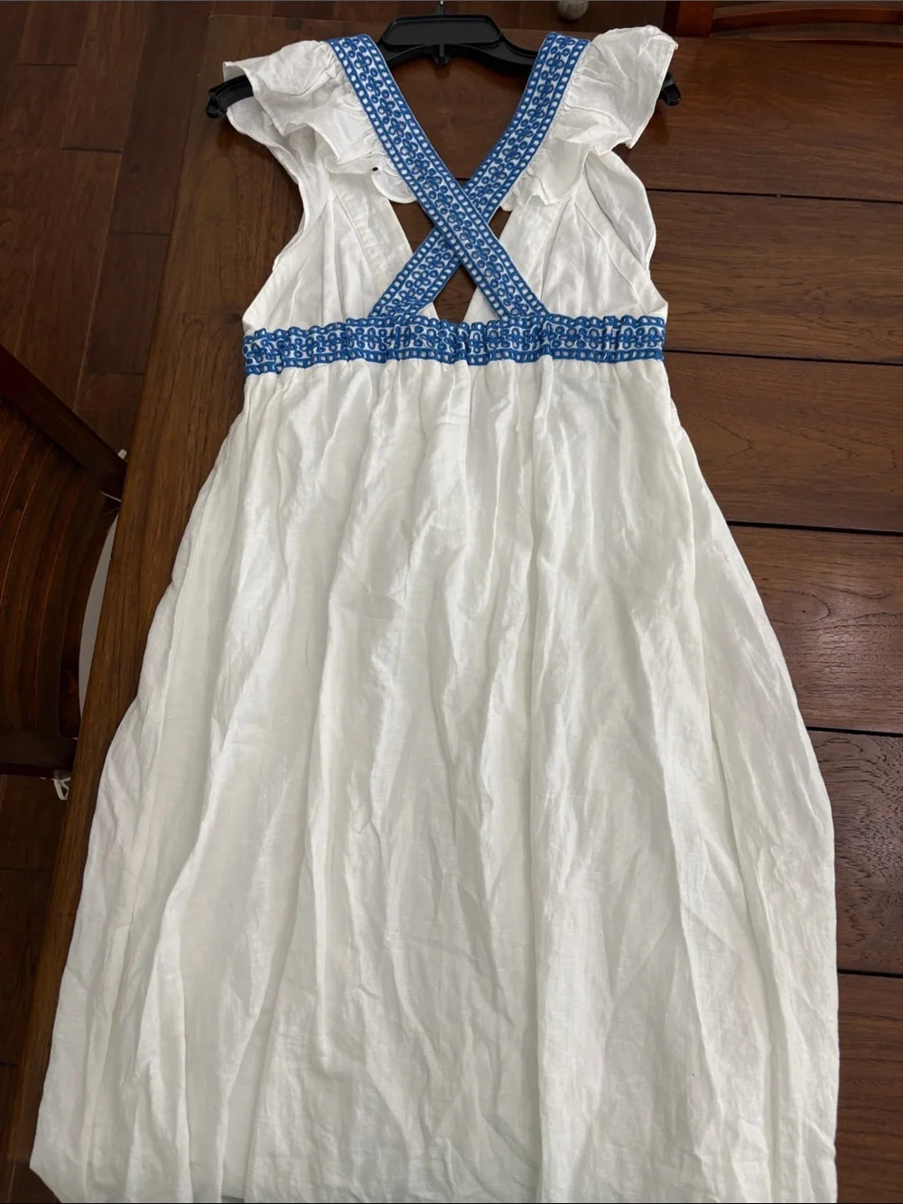 J. Crew White Sundress with Blue Trim